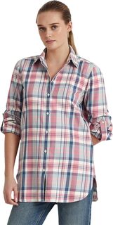 Рубашка из хлопкового твила в клетку LAUREN Ralph Lauren, цвет Blue/Pink Multi