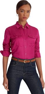 Маленькая атласная рубашка из шантунга LAUREN Ralph Lauren, цвет Fuchsia Berry