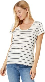 Мягкая эластичная футболка Supima с круглым вырезом и короткими рукавами в полоску L.L.Bean, цвет Sailcloth/Classic Navy L.L.Bean®
