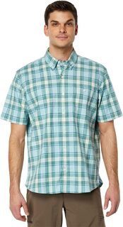 Комфортная рубашка из эластичного шамбре с короткими рукавами и традиционным кроем в клетку L.L.Bean, цвет Pale Turquoise L.L.Bean®