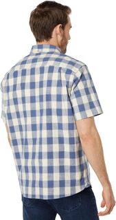 Комфортная рубашка из эластичного шамбре с короткими рукавами и традиционным кроем в клетку L.L.Bean, цвет Vintage Indigo L.L.Bean®