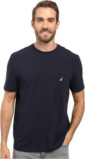 Однотонная футболка с карманом и короткими рукавами Nautica, темно-синий