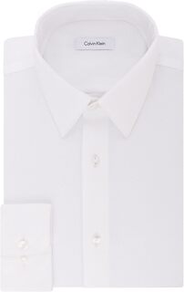 Мужская классическая рубашка обычного кроя, однотонная, стрейч, без железа Calvin Klein, белый