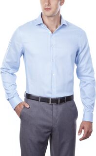 Мужская классическая рубашка приталенного кроя без железа, эластичная однотонная Calvin Klein, цвет French Blue