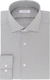 Мужская классическая рубашка приталенного кроя без железа, эластичная однотонная Calvin Klein, цвет Smokey Grey