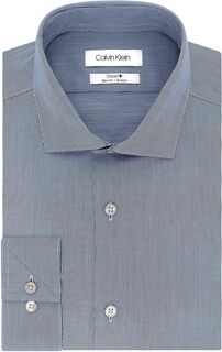 Мужская классическая рубашка приталенного кроя без железа, эластичная однотонная Calvin Klein, цвет Smokey Blue