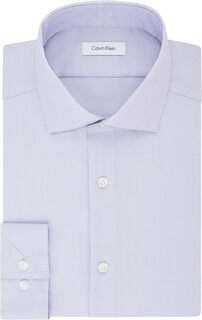 Мужская классическая рубашка приталенного кроя без железа, эластичная однотонная Calvin Klein, цвет Soft Lilac