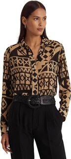 Рубашка из жоржета с геопринтом LAUREN Ralph Lauren, цвет Tan/Black