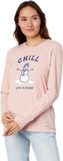 Футболка Chill Snowman Crusher с длинными рукавами Life is Good, цвет Himalayan Pink