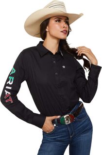 Эластичная рубашка Wrinkle Resist Team Kirby Ariat, цвет Black/Mexico Flag Embroidery