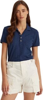 Рубашка-поло Eyelet Jersey Polo Shirt LAUREN Ralph Lauren, цвет Indigo Sail