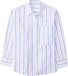 Льняная рубашка оверсайз-курорт Abercrombie &amp; Fitch, цвет Blue/White Stripe