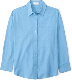 Льняная рубашка оверсайз-курорт Abercrombie &amp; Fitch, синий