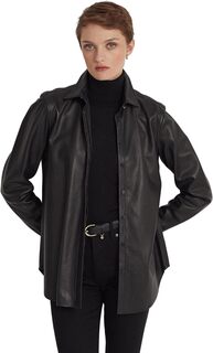 Кожаная рубашка с длинным рукавом LAUREN Ralph Lauren, цвет Polo Black