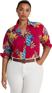 Рубашка из хлопковой вуали с цветочным принтом больших размеров LAUREN Ralph Lauren, цвет Pink Multi