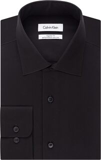 Мужская классическая рубашка стандартного кроя с узором «елочка» без железа Calvin Klein, черный
