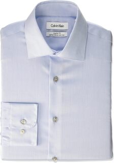 Мужская классическая рубашка стандартного кроя с узором «елочка» без железа Calvin Klein, синий