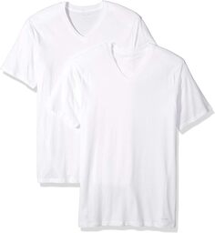 Мужские классические хлопковые футболки с V-образным вырезом больших и высоких размеров Calvin Klein, белый