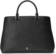 Большая кожаная сумка-портфель Hanna Crosshatch LAUREN Ralph Lauren, черный