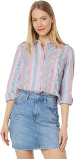 Рубашка в полоску Roll Tab Tommy Hilfiger, цвет Spinner Stripe/Navy Multi