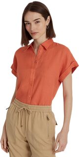 Льняная рубашка с рукавами «летучая мышь» LAUREN Ralph Lauren, цвет Canyon Orange