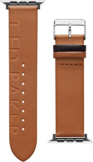 Черный кожаный ремешок для умных часов Keeper с гравировкой Ted, совместимый с ремешком для часов Apple 42 мм, 44 мм Ted Baker, цвет Tan