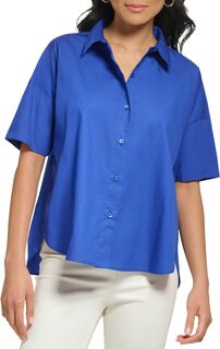 Рубашка Short Sleeve Round Hem High-Low Calvin Klein, цвет Klein Blue