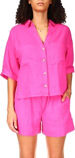Рубашка с легкими карманами и пуговицами спереди из смесового льна Sanctuary, цвет Tart