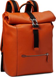 Рюкзак Beck Roll Top Backpack in Pebble Leather COACH, цвет Sun Orange