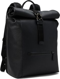 Рюкзак Beck Roll Top Backpack in Pebble Leather COACH, черный
