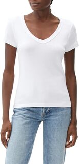 Хлопковая футболка Nikki 1X1 с короткими рукавами и v-образным вырезом Michael Stars, белый