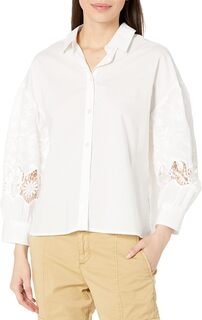 Рубашка из поплина с рукавами ажурной вышивкой Sanctuary, белый
