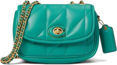 Стеганая сумка через плечо Pillow Madison 18 COACH, цвет Bright Green