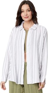 Рубашка на пуговицах с длинными рукавами и полосками в тон Mod-o-doc, белый