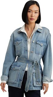Куртка Petite Belted Denim Field Jacket LAUREN Ralph Lauren, цвет Isla Wash
