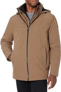 Куртка Men&apos;s Hooded Rip Stop Water and Wind Resistant Jacket with Fleece Bib Calvin Klein, цвет Dark Tan