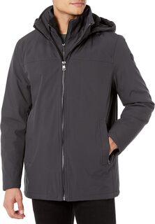 Куртка Men&apos;s Hooded Rip Stop Water and Wind Resistant Jacket with Fleece Bib Calvin Klein, цвет Iron