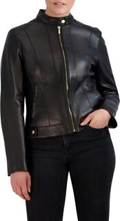Куртка Leather Racer Jacket Cole Haan, черный
