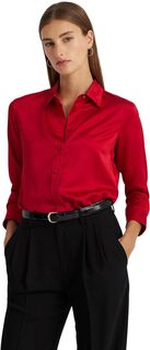 Атласная рубашка из шармёза LAUREN Ralph Lauren, цвет Martin Red