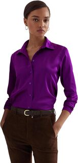 Атласная рубашка из шармёза LAUREN Ralph Lauren, цвет Purple Agate