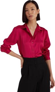 Атласная рубашка из шармёза LAUREN Ralph Lauren, цвет Classic Red