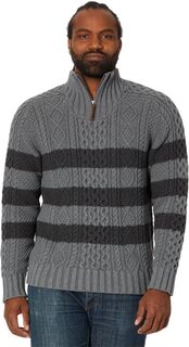 Фирменный хлопковый свитер Fisherman в полоску 1/4 L.L.Bean, цвет Gray Heather L.L.Bean®