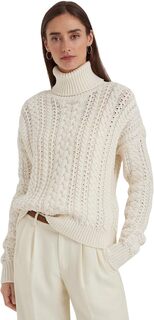 Свитер Cable-Knit Cotton-Blend Turtleneck LAUREN Ralph Lauren, цвет Mascarpone Cream