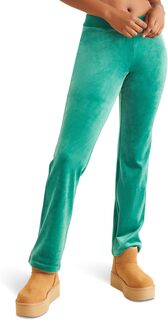 Велюровые брюки в рубчик на талии со шнурком Juicy Couture, цвет Jade Green