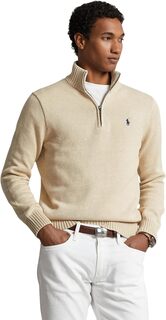 Хлопковый свитер на молнии 1/4 Polo Ralph Lauren, цвет Sand Heather