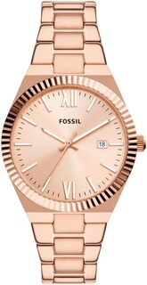 Часы Scarlette Three-Hand Date Stainless Steel Watch - ES5258 Fossil, цвет Rose Gold