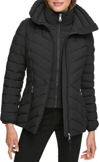 Эластичная компактная куртка с нагрудником спереди DKNY, черный