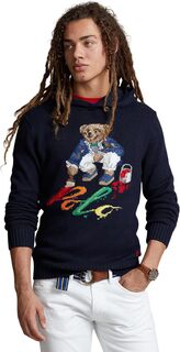 Хлопковый свитер с капюшоном Polo Bear Polo Ralph Lauren, темно-синий