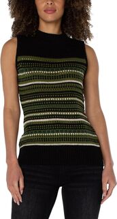 Свитер Sleeveless Mock Neck Lace Stitch Stripe Liverpool Los Angeles, цвет Green Multi/Black