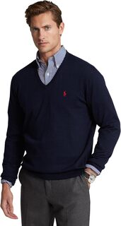 Хлопковый свитер с v-образным вырезом Polo Ralph Lauren, цвет Hunter Navy